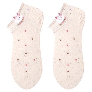 点子纱袜子女短袜ins春夏季薄款可爱日系卡通小兔短筒袜浅口船袜