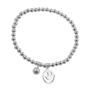 S925纯银笑脸手链女银珠子圆珠韩版简约百搭学生亲子儿童礼物