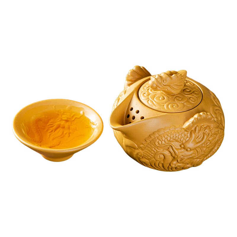 轻奢紫砂黄金段手抓过滤茶壶