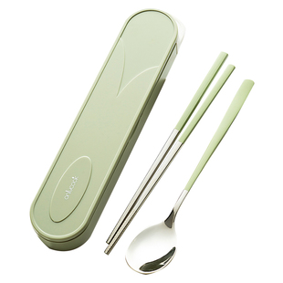 onlycook 学生便携餐具304不锈钢儿童筷勺套装筷子勺子个人专用盒
