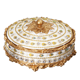 欧式2026新款家用糖果盘客厅轻奢高档坚果盘收纳盒分格带盖干果盘