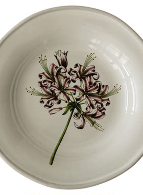 外贸原单高颜值釉下彩黑陶花卉法国微波炉盘陶瓷餐具家碟餐盘推荐