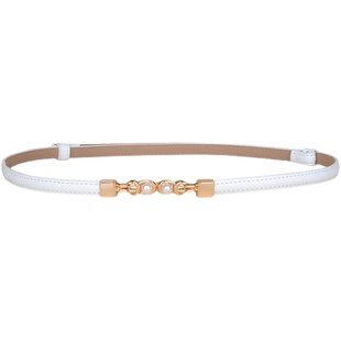 长裙配饰裙子腰带细真皮珍珠小皮带女款配连衣裙毛衣西装腰链黑色