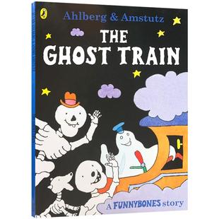 英文原版 funnybones: ghost train 3-5岁 廖彩杏推荐  韵文式句子字汇学习 骨头之歌宝宝阅读趣味图画故事书亲子共读