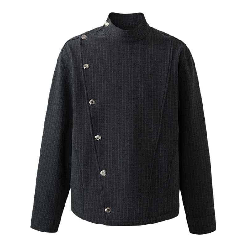 BORC条纹斜扣衬衫西服外套