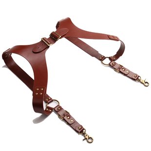 头层牛皮背带 男士户外运动粗狂豪放派型男背带枪套式骑士装 马甲