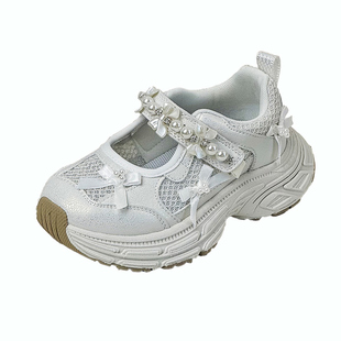 2026新款高级感水钻小女孩赫本风浅口玛珍丽老爹女童单鞋运动厚底