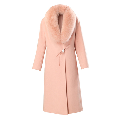 羊毛中长款狐狸毛领毛呢外套