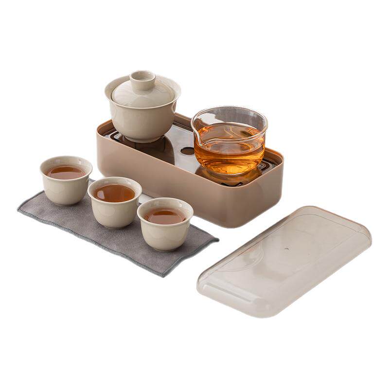 玻璃便携式旅行茶具带茶台