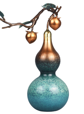 纯铜葫芦摆件开盖开口空心葫芦