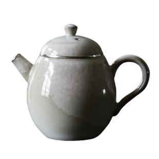 觅白柴烧包银口龙蛋壶自然落灰工夫开片泡茶纯手工窑瓷具复古银边
