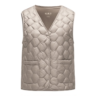 坦博尔秋季25新款 轻薄羽绒内胆马甲修身保暖坎肩时尚V领短款背心