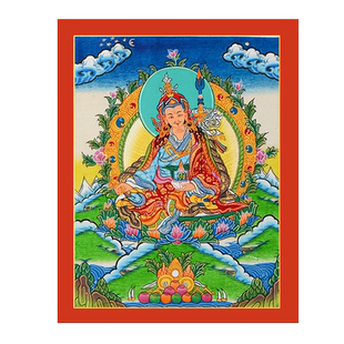 欧斯特尼泊尔手工绘制莲花生大士唐卡室内墙壁莲花生大士手绘画像