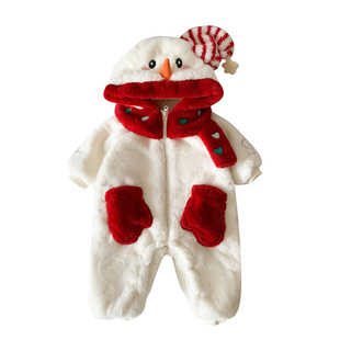 婴儿衣服冬季宝宝连体衣夹棉婴幼儿过年棉服冬装小月龄外出抱抱服