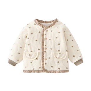 婴儿衣服秋冬夹棉上衣宝宝一岁婴幼儿小公主洋气保暖冬装女宝90码