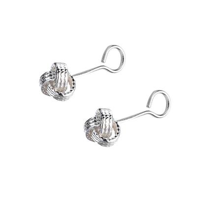 999足银耳钉女纯银如意结个性时尚缠绕简约弯钩免摘养耳洞耳骨钉