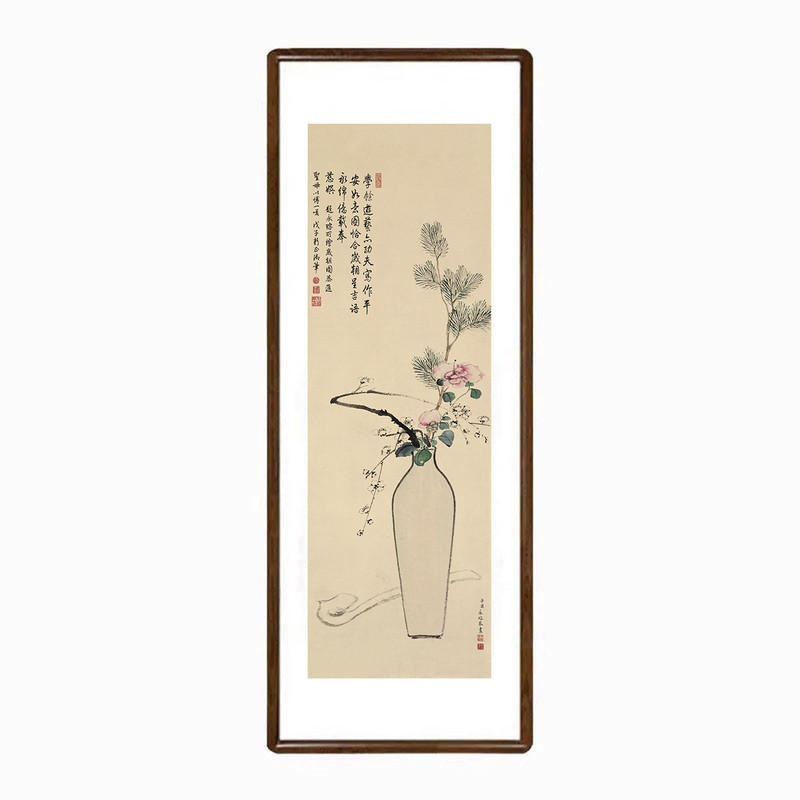 新中式平安如意图花瓶挂画