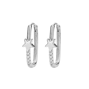 s925银针镶钻U形耳扣女气质小众五角星耳环爱心耳圈简约冷淡风