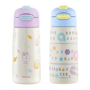 日本peacock孔雀学生保温杯一盖双饮保冷水杯卡通少女不锈钢男生