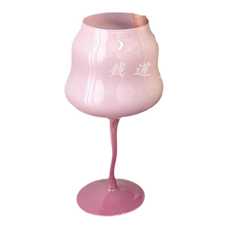 创意可爱少女心马卡龙色玻璃酒杯高颜值高脚杯小众设计感鸡尾酒杯