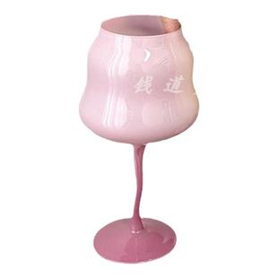 创意可爱少女心马卡龙色玻璃酒杯高颜值高脚杯小众设计感鸡尾酒杯