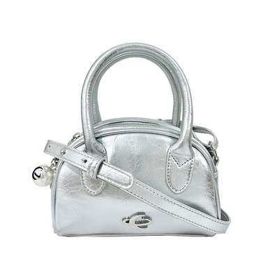 波士顿包银色斜挎小包包新款女