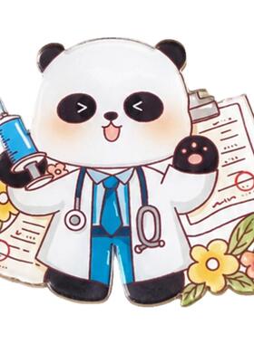 可爱卡通医生熊猫亚克力冰箱贴