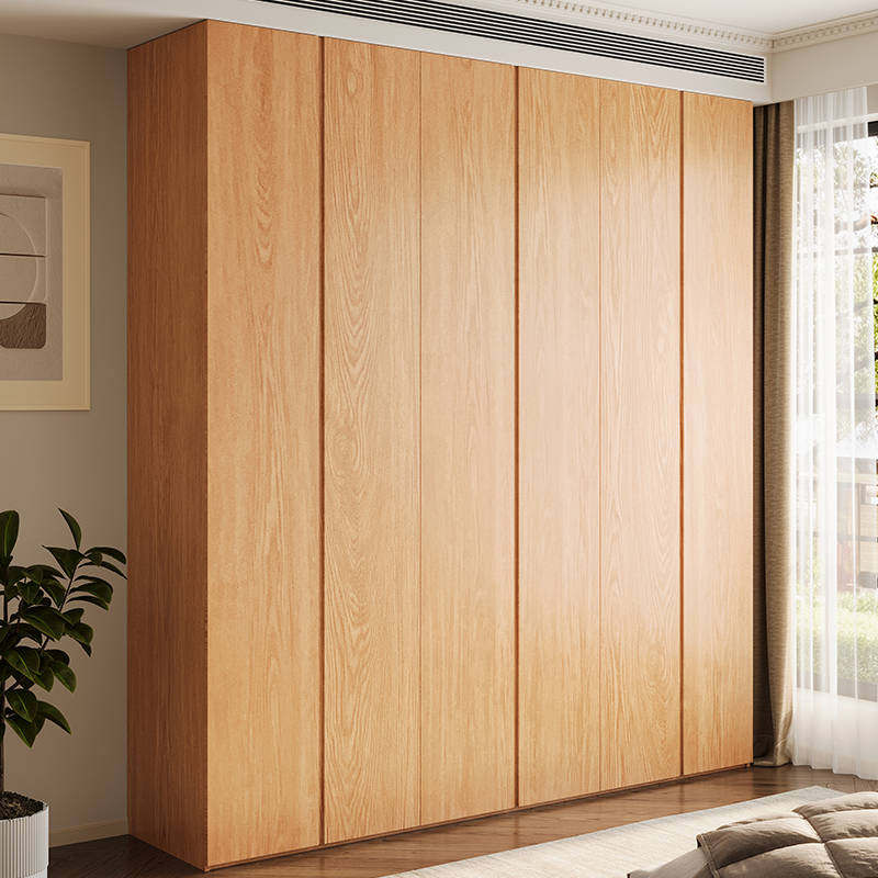 定制橡木实木衣柜卧室家用2024爆款原木色收纳储物柜一门到顶衣橱