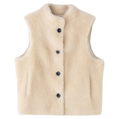 FANLESTUDIOS绒面立领皮草马甲