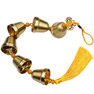 高品质纯铜铃铛风铃挂件6个7个9个一串现代中式家居店铺玄关门饰