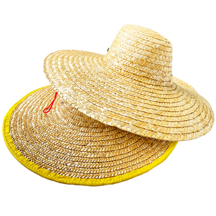 草帽农民草帽男女沙滩户外遮阳夏防晒大檐大沿草帽子太阳可印字