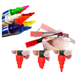 荧光黑板广告牌笔荧光板专用荧光笔平头按动广告牌水溶性水彩笔双头闪光笔圆头斜头按压式可擦写黑板笔荧光笔