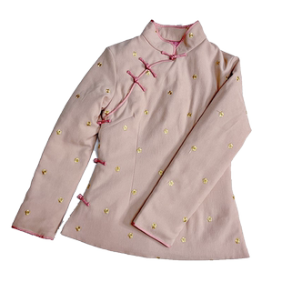 傲雪屋冬季2021新品加棉保暖高端旗袍上衣改良中式盘扣唐装女礼服