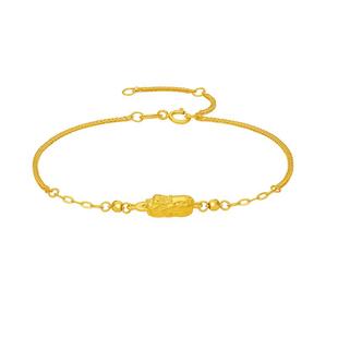 周六福黄18K金手链女貔貅手饰多彩金Au750圣诞礼物送女友