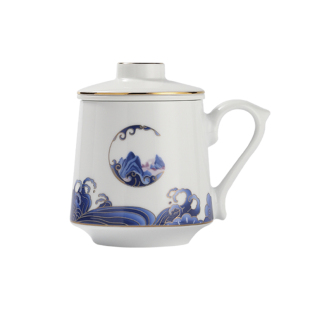 景德镇官方陶瓷玲珑茶漏杯中式大容量水杯茶杯办公室高档礼盒装