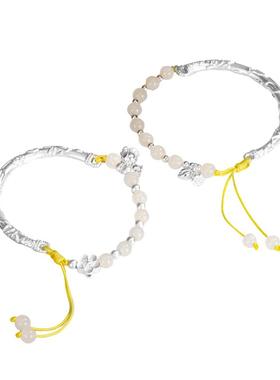 通体足银半镯铃兰莲花配件手链女