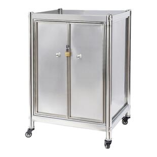 304可移动煤气罐置物架围挡款带柜门不锈钢灶台架子落地带门