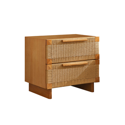现代简约实木藤编床头柜