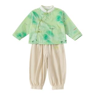 贝贝城男宝唐装儿童国风套装周岁生日礼服男童新中式汉服两件套潮