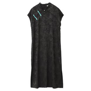 棉叙夏装新品新中式素色提花旗袍日常改良复古短袖连衣裙女24219