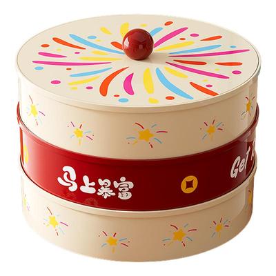 新年烟花干果盘客厅茶几家用水果盘结婚专用糖果零食摆放盘坚果盒