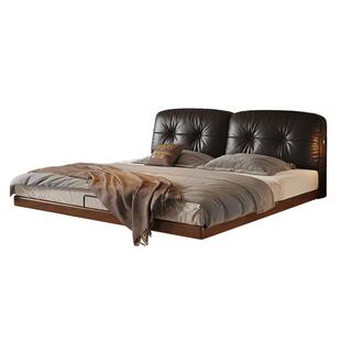 帕沙曼悬浮床真皮实木床1米8双人床主卧意式软包床现代轻奢高级感