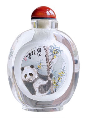 衡水非遗手绘内画鼻烟壶熊猫图创意商务礼品收藏外事好礼送礼佳品