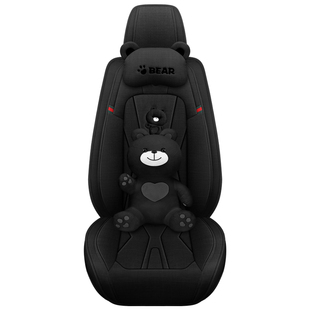 卡通熊全包围汽车坐垫座垫四季通用亚麻座套坐套可爱女士车垫车套