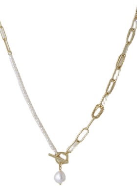 欧美ins冷淡风浅金色女插扣链条