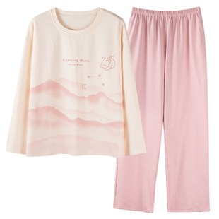 纯棉睡衣2025新款春秋款女款长袖休闲柔软可外穿秋冬季家居服套装