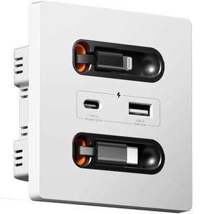 86型家用带伸缩充电线20W快充USB插座开关面板床头手机TypeC插座