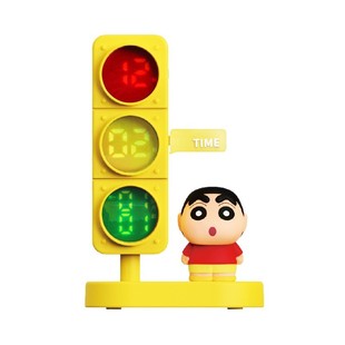 正品蜡笔小新盲盒桌面摆件办公室工位神器学生闹钟动漫周边手办