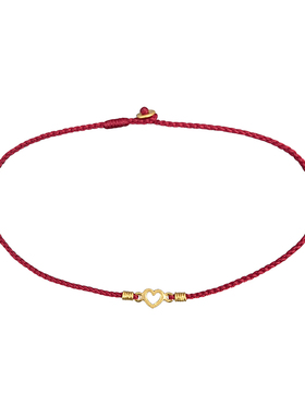 足金999小爱心极细手工精致红绳