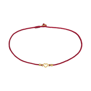 足金999小爱心黄金手链纯金心形本命年纯手工编织极细红绳礼物女